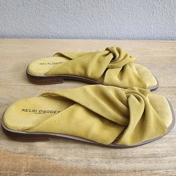 Kelsi Dagger Brooklyn Shoes Womens Size 6.5 Suede Knot Slide Sandals Comfort - Picture 1 of 11